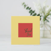 Chic Simple Square Gold Red en zwarte tekst Bedankkaart (Staand voorkant)