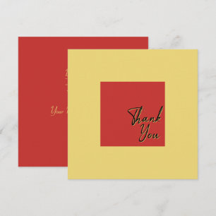Chic Simple Square Gold Red en zwarte tekst Bedankkaart