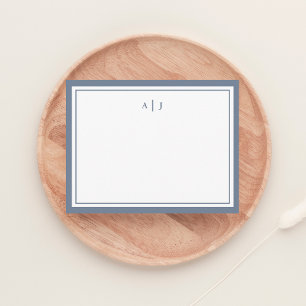 Chic Simple Stof Blauwe Rand Monogram Notitiekaart Notitiekaartje