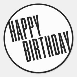 Chic & Simple White & Black Happy Birthday Sticker