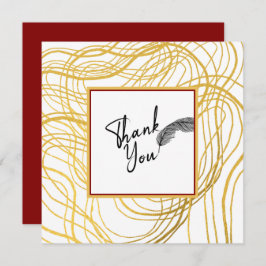 Chic Simple White Gold- en zwarte tekst Bedankkaart