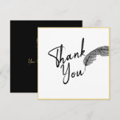 Chic Simple White Gold- en zwarte tekst Bedankkaart (Voorkant / Achterkant)