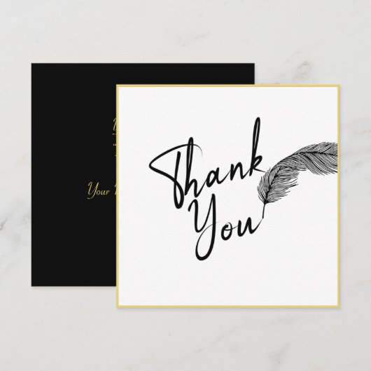 Chic Simple White Gold- en zwarte tekst Bedankkaart (Voorkant / Achterkant)