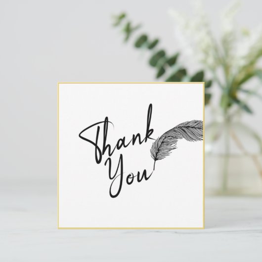 Chic Simple White Gold- en zwarte tekst Bedankkaart (Staand voorkant)