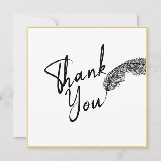 Chic Simple White Gold- en zwarte tekst Bedankkaart (Voorkant)