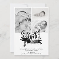 Chic Simply Blessed 3 Photo Birth Announding