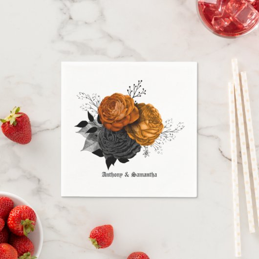 Chic Sinaasappel en zwart gotische bruiloft elegan Servet (Insitu)