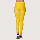 Chic Sinaasappel geel onder Bleek geel Banded Prin Leggings (Achterkant)