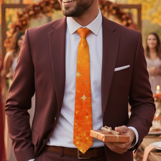 Chic sinaasappel glitter ombre sparkle bruiloft stropdas