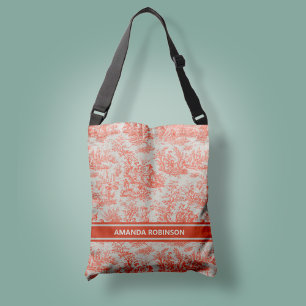 Chic  sinaasappel toile de jouy bedrukt crossbody tas