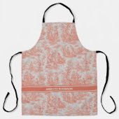 Chic  sinaasappel toile de jouy bedrukt schort (Voorkant)