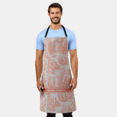 Chic  sinaasappel toile de jouy bedrukt schort (Gedragen)