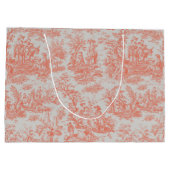 Chic sinaasappel toile de jouy groot cadeauzakje (Achterkant)