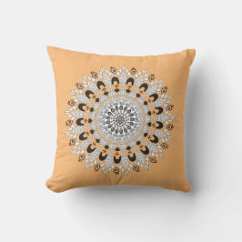Chic Sinaasappel & Witte Mandala Bloem Ontwerp Kussen