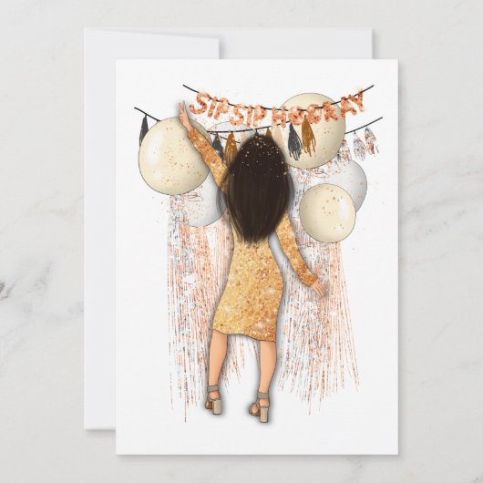 Chic Sip Sip Hooray Nieuwjaarsfeest Kaart (Achterkant)