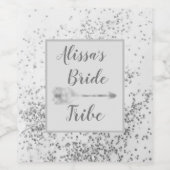 Chic Siver Confetti Persoonlijke bride Tribe Wijn Etiket (Enkel label)