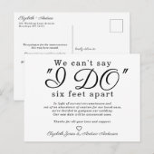 Chic Six Feet Apart Uitgesteld Wijzigingsdatum Huw Aankondigingskaart (Voorkant / Achterkant)