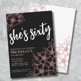 Chic Sixty Black Rose Goud 60ste Verjaardagsfeestj Kaart