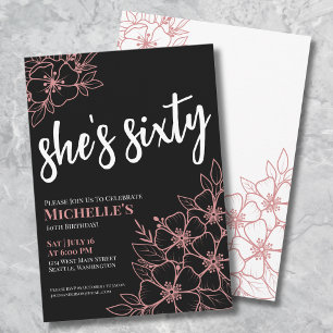 Chic Sixty Black Rose Goud 60ste Verjaardagsfeestj Kaart