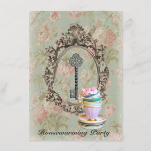 Chic skeleton key new home Housewarming party Kaart