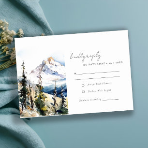Chic Ski Mountain Telluride Colorado Wedding RSVP Kaartje