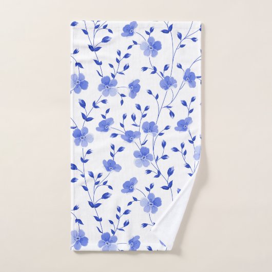 Chic Sky Blue Daisy Floral Bad Handdoek (Handdoek)