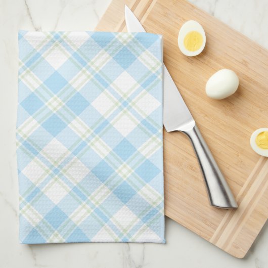 Chic Sky Blue en White Check Kitchen Towel Theedoek (Quarter Fold)