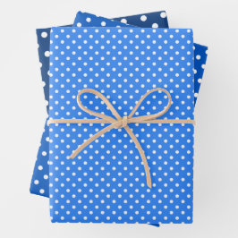 Chic Sky Blues White Polka Dots Pattern Inpakpapier Vel