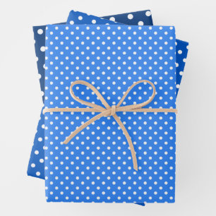 Chic Sky Blues White Polka Dots Pattern Inpakpapier Vel