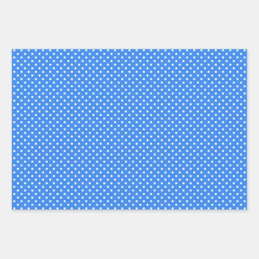 Chic Sky Blues White Polka Dots Pattern Inpakpapier Vel (Voorkant)