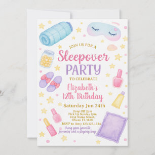 Chic Sleepover verjaardagsuitnodiging Kaart