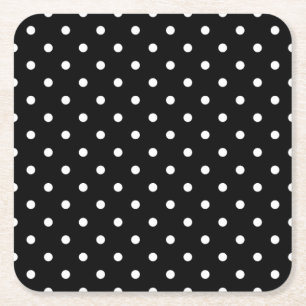 Chic Small White Polka-punten zwarte achtergrond Kartonnen Onderzetters