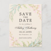 Chic Smaragd en Roze Bloemige Elegante Save the Da Aankondigingskaart (Voorkant)