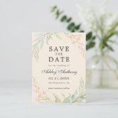 Chic Smaragd en Roze Bloemige Elegante Save the Da Aankondigingskaart (Staand voorkant)