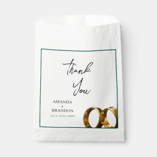 Chic smaragdgroene gouden ringen bruiloft bedankzakje (Voorkant)