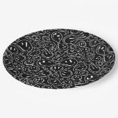 Chic Smiling Face Melting Smile Pattern Black Papieren Bordje (Gekanteld)