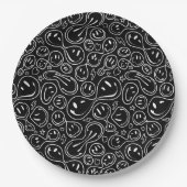 Chic Smiling Face Melting Smile Pattern Black Papieren Bordje (Voorkant)