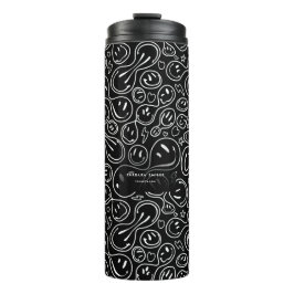 Chic Smiling Face Melting Smile Pattern Black Thermosbeker