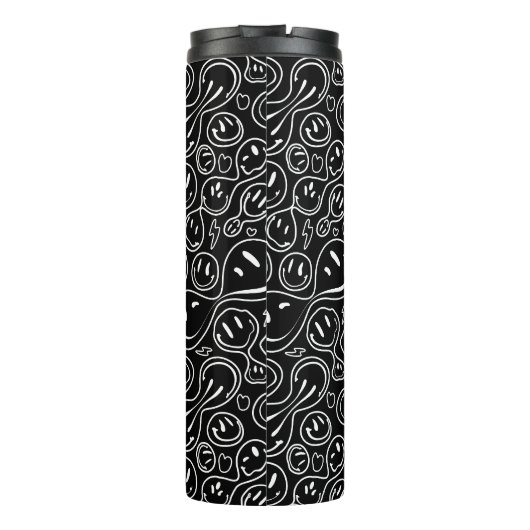 Chic Smiling Face Melting Smile Pattern Black Thermosbeker (Achterkant)