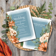 Chic Smokey Blue Sinaasappel Cream Florals Weddens