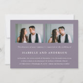 Chic Smoky Paarse Twee foto bruiloft Kaart (Voorkant)