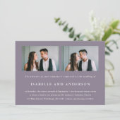 Chic Smoky Paarse Twee foto bruiloft Kaart (Staand voorkant)