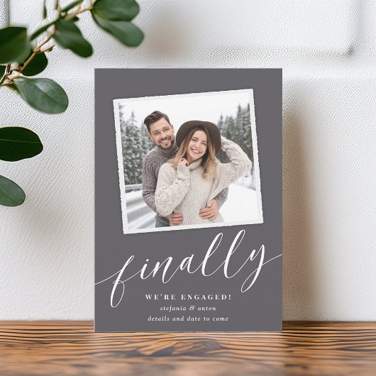 Chic Snapshot Photo Verloving Aankondiging