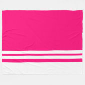 Chic Snoep Roze Kleurenblok Witte Racing Stripes Fleece Deken (Voorkant (Horizontaal))