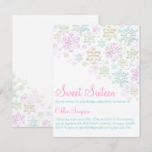 Chic Snowflake Sweet16 Uitnodiging (Voorkant / Achterkant)