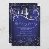 Chic Snowflakes Christmas Trees Holiday Party Kaart (Voorkant / Achterkant)