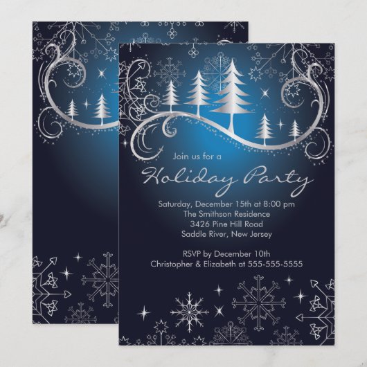 Chic Snowflakes kerstbomen feestdag Kaart (Voorkant / Achterkant)