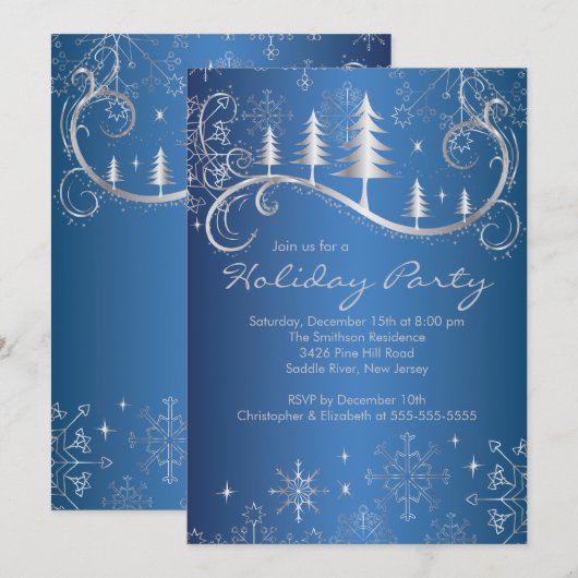 Chic Snowflakes kerstbomen feestdag Kaart (Voorkant / Achterkant)