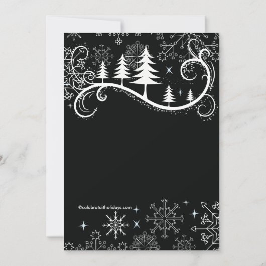 Chic Snowflakes kerstbomen feestdag Kaart (Achterkant)