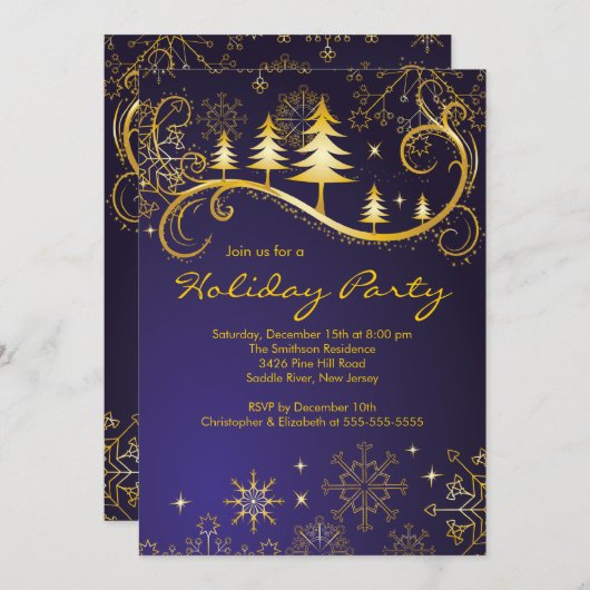 Chic Snowflakes kerstbomen feestdag Kaart (Voorkant / Achterkant)